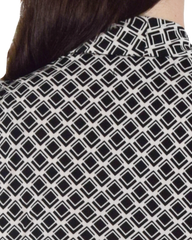 Classic Fit Wrap Dress, Sleeveless Black and White Diamond Print