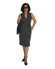 Classic Fit Wrap Dress with cap sleeves - Small Polka Dots Print