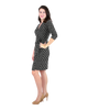 Classic Fit Wrap Dress with 3/4th Sleeves - Squares Print