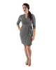 Classic Fit Wrap Dress with 3/4th Sleeves - Squares Print