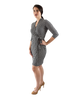 Classic Fit Wrap Dress with 3/4th Sleeves - Squares Print