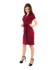 Classic Fit Wrap Dress with Cap Sleeves & Collar