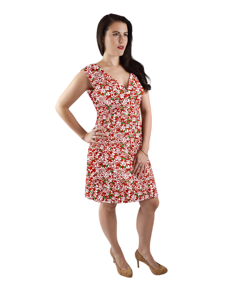 Faux Wrap Dress - Flowers in Flow Print