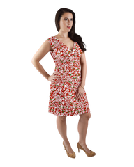 Faux Wrap Dress - Flowers in Flow Print