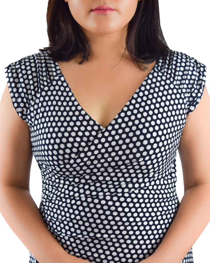 Faux Wrap Dress - Mini Polka Dot Print