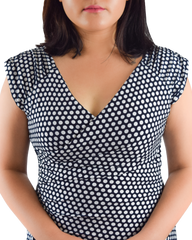 Faux Wrap Dress - Mini Polka Dot Print