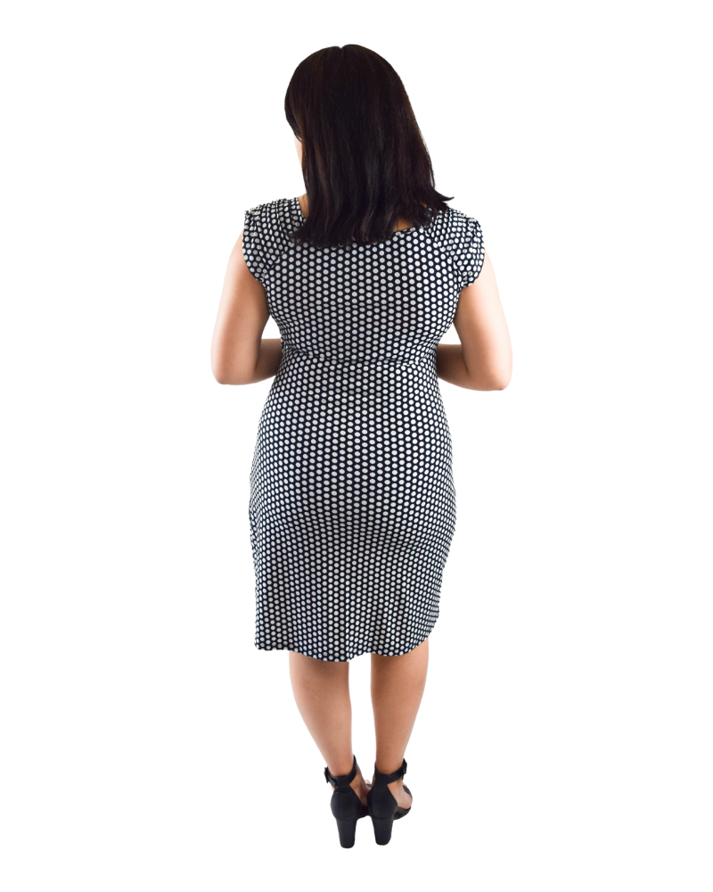 Faux Wrap Dress - Mini Polka Dot Print