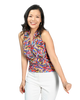 Signature  Sleeveless Faux Wrap Top - Feathery Vibes Print
