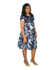 Flared A-Line Wrap Dress with Cap Sleeves - Botanic Print
