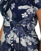 Flared A-Line Wrap Dress with Cap Sleeves - Botanic Print
