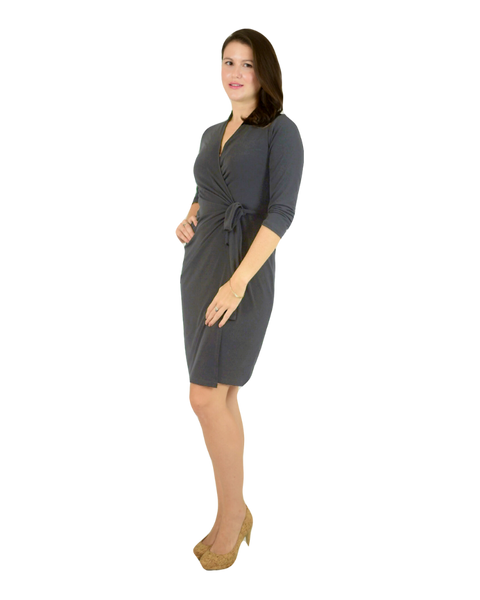 Classic Fit Wrap Dress with 3/4th Sleeves