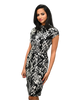 High Neck Cap Sleeve Shift Dress - Blitzy Print