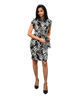 High Neck Cap Sleeve Shift Dress - Blitzy Print