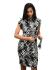High Neck Cap Sleeve Shift Dress - Blitzy Print