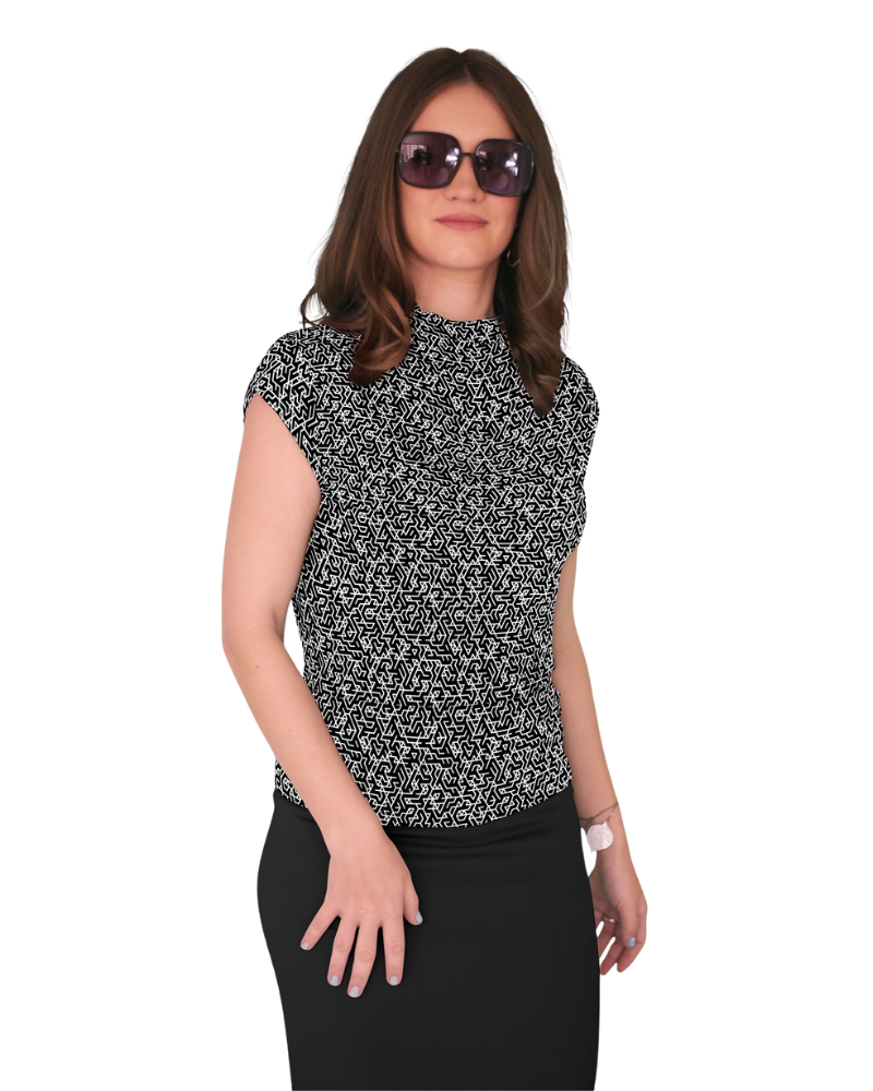 High Neck Cap Sleeve Top - Girls in STEM Print
