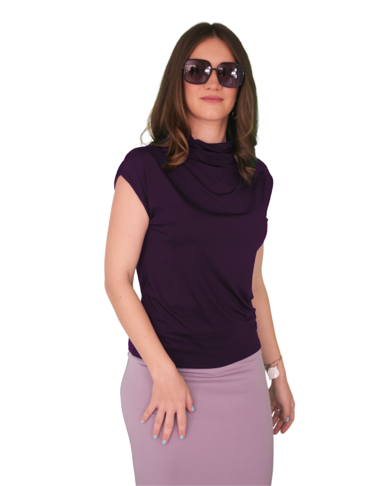 High Neck Cap Sleeve Top