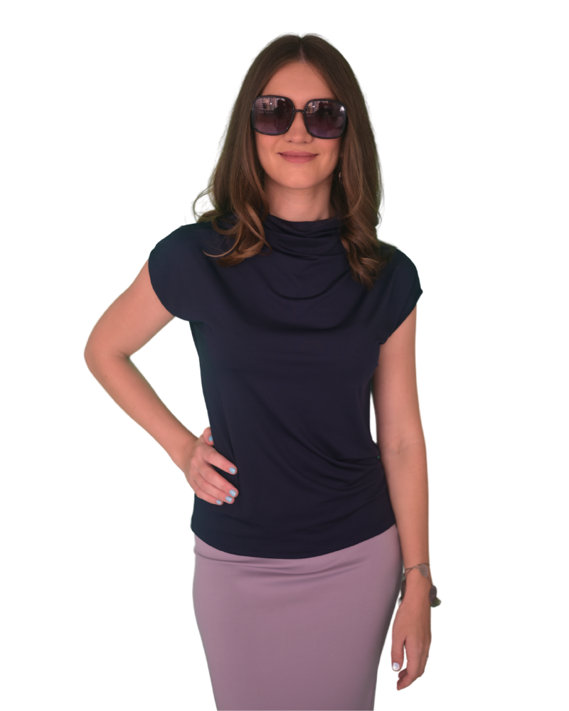 High Neck Cap Sleeve Top