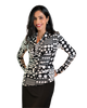 Long Sleeve Cardigan Wrap Top - Multi Polka Dots Print