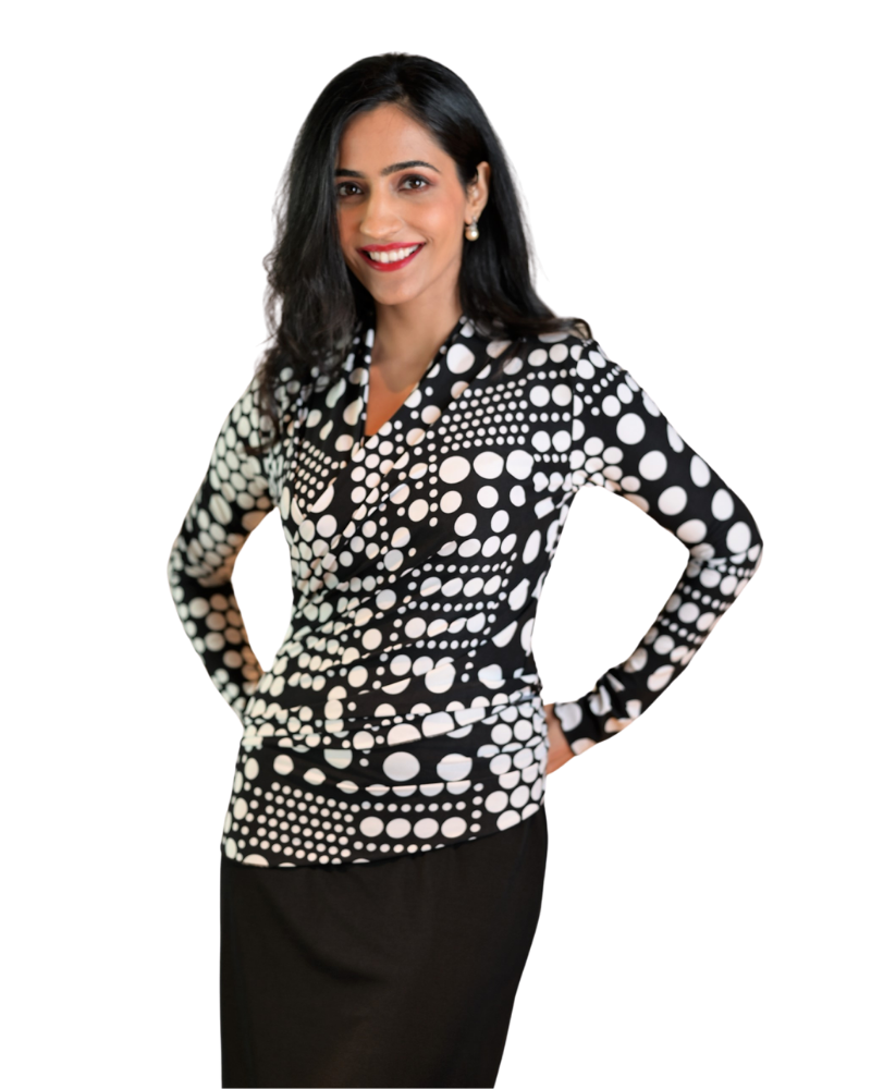 Long Sleeve Cardigan Wrap Top - Multi Polka Dots Print