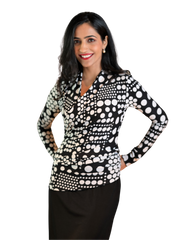 Long Sleeve Cardigan Wrap Top - Multi Polka Dots Print