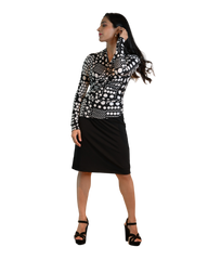 Long Sleeve Cardigan Wrap Top - Multi Polka Dots Print