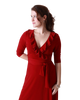 A-Line Wrap Dress with 3/4th Sleeves and Frill