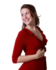 A-Line Wrap Dress with 3/4th Sleeves and Frill