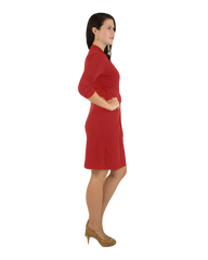 Classic Fit Wrap Dress with 3/4 Sleeves