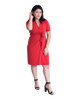 A-Line Wrap Dress with Cuff Sleeves No Collar