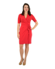 A-Line Wrap Dress with Cuff Sleeves No Collar