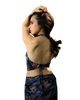 Sarong Set - Tie Back Top and Sarong Skirt with Slit - Joyous Blues Print