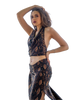 Sarong Set - Tie Back Top and Sarong Skirt with Slit in Animal Print
