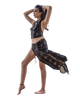 Sarong Set - Tie Back Top and Sarong Skirt with Slit in Animal Print