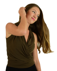 Signature  Sleeveless Faux Wrap Top