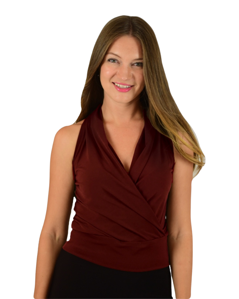 Signature  Sleeveless Faux Wrap Top
