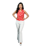 Signature  Sleeveless Faux Wrap Top - Fantasy Print