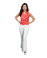Signature  Sleeveless Faux Wrap Top - Fantasy Print