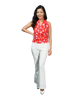 Signature  Sleeveless Faux Wrap Top - Fantasy Print