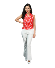 Signature  Sleeveless Faux Wrap Top - Fantasy Print