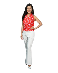 Signature  Sleeveless Faux Wrap Top - Fantasy Print