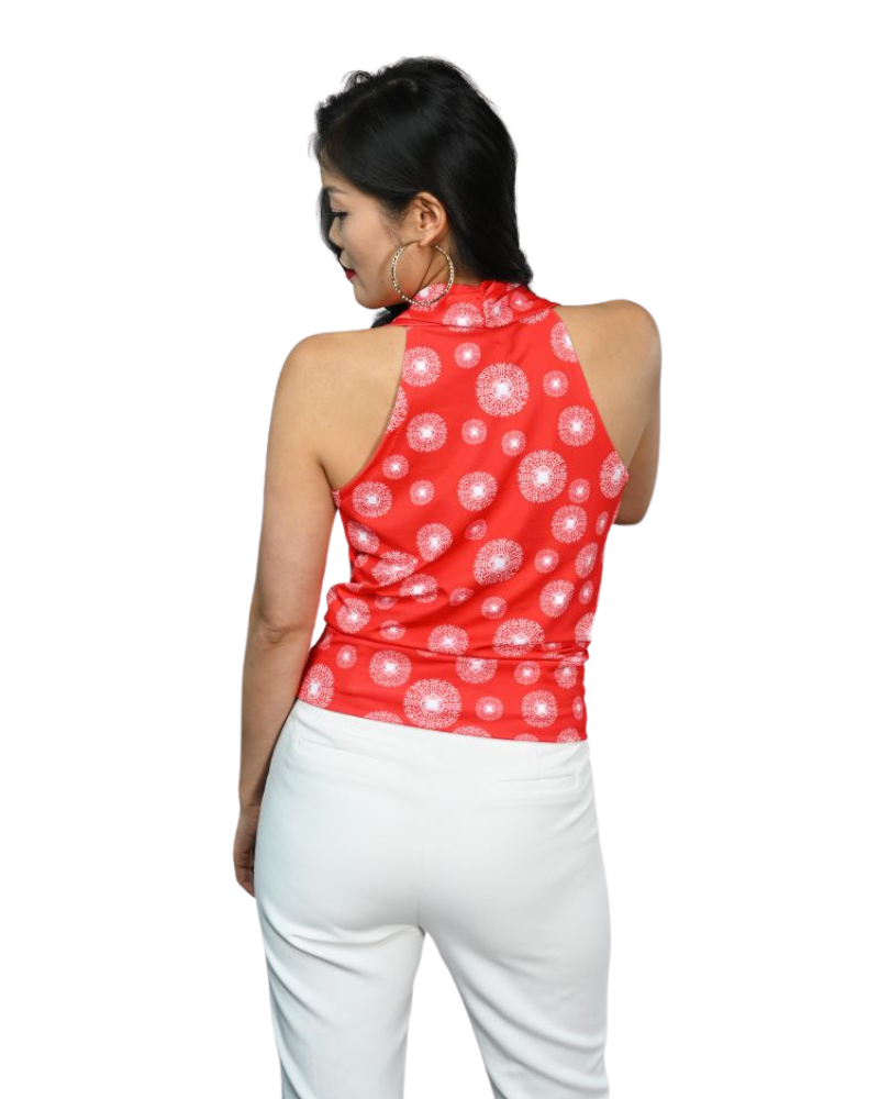 Signature  Sleeveless Faux Wrap Top - Fantasy Print