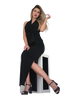 Sleeve Less Fan Belt Multi Way Faux Wrap Top - Black