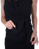 Sleeve Less Fan Belt Multi Way Faux Wrap Top - Black