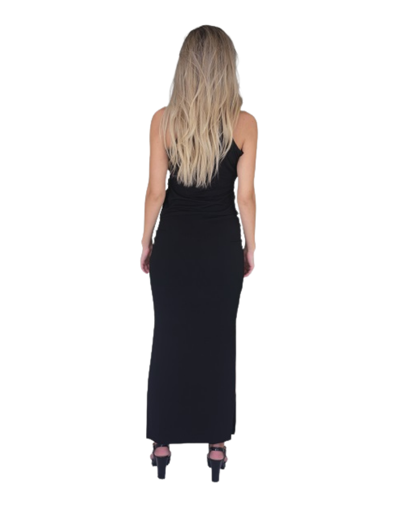 Sleeve Less Fan Belt Multi Way Faux Wrap Top - Black