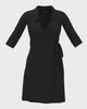 A-Line Wrap Dress with 3/4th Sleeves & Collar