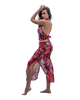 Sarong Set - Tie Back Top and Sarong Skirt with Slit - Dusky Reds Print