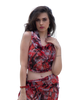 Sarong Set - Tie Back Top and Sarong Skirt with Slit - Dusky Reds Print