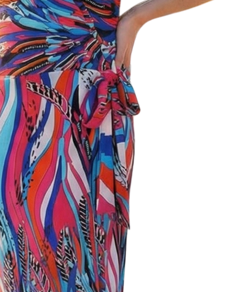 Halter Neck Sleeveless Wrap Dress - Pink Rhapsody