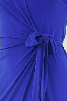 A-Line Wrap Dress with Cap Sleeves & No Collar