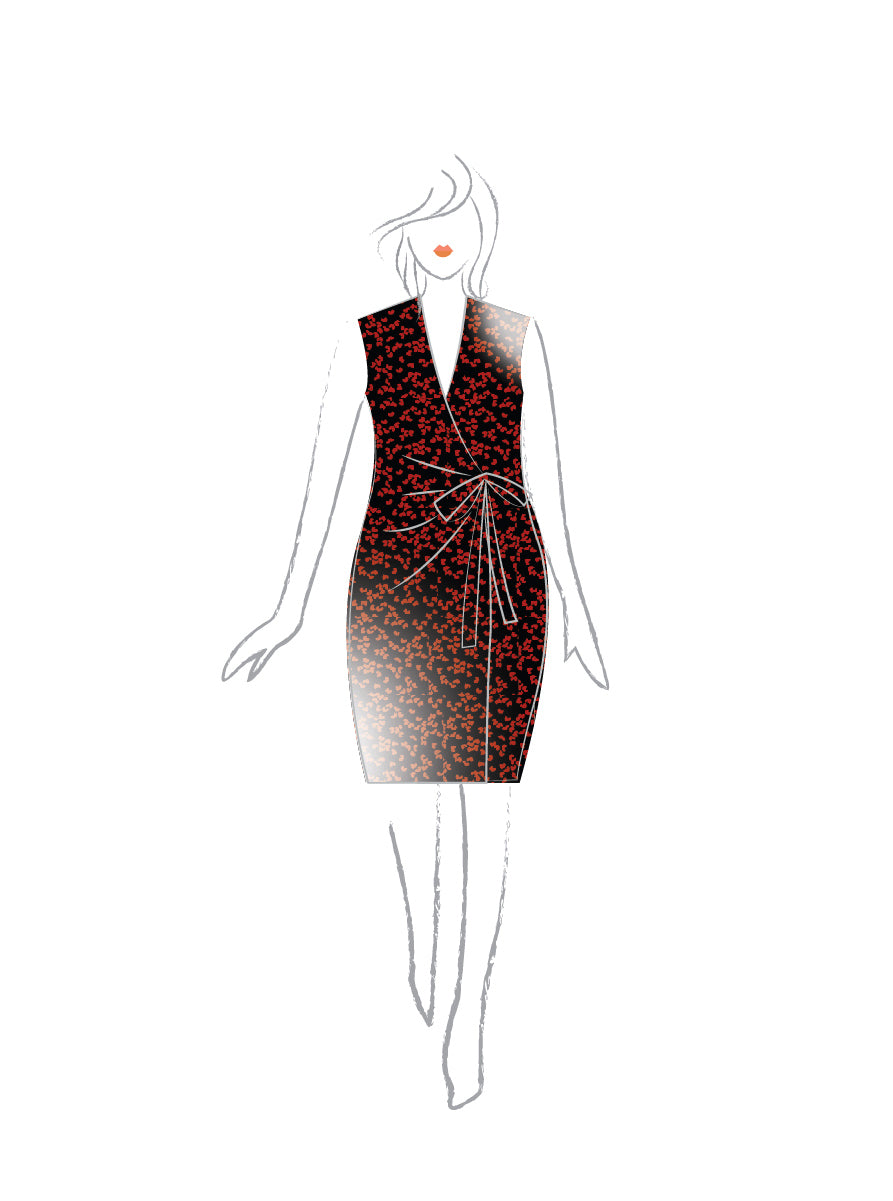 Classic Fit Wrap Dress, Sleeveless - Heart-Me Print